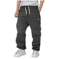 thumbnail image 1 of HAOTAGS Boys Sweatpants with Drawstring Casual Solid Color Sport Joggers with Pockets Dark Gray Size 6-7 Years, 1 of 4