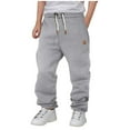 thumbnail image 1 of HAOTAGS Boys Sweatpants with Drawstring Casual Solid Color Sport Joggers with Pockets Gray Size 9-10 Years, 1 of 5