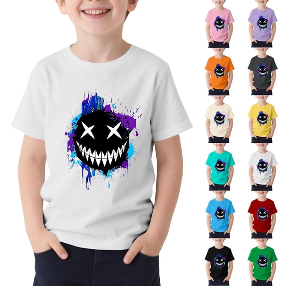 HAOTAGS Boys' T-Shirts Short Sleeve Round Neck Casual Wear Summer Tees Gray