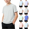 thumbnail image 1 of HAOTAGS Boys' T - shirts School Uniform Round Neck Short Sleeve Causal Tees Gray Size 7/8, 1 of 7