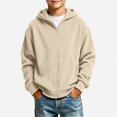 thumbnail image 1 of HAOTAGS Boys Zip Up Hoodie (3-14) Warm Zipper Long Sleeve Casual Hooded Jacket Beige Size 3T, 1 of 8