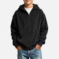 thumbnail image 1 of HAOTAGS Boys Zip Up Hoodie (3-14) Warm Zipper Long Sleeve Casual Hooded Jacket Black Size 11, 1 of 8