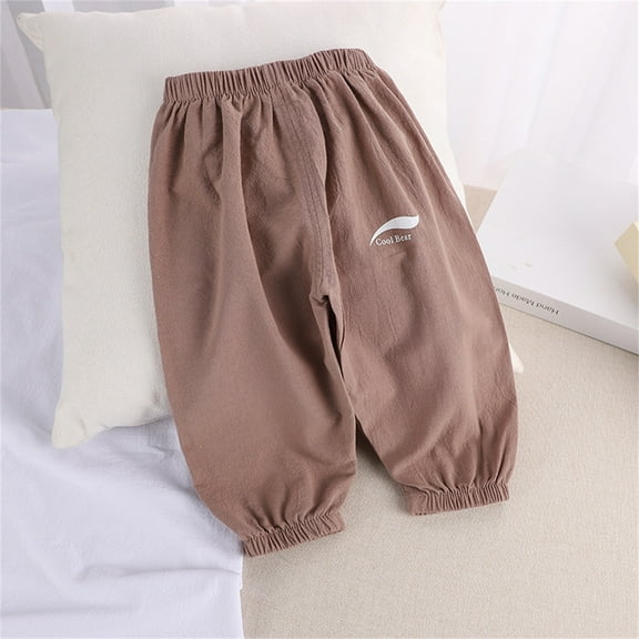 HAOTAGS Boys and Girls Pants Solid Color Spring and Summer Long Pants for Kids Khaki Size 6 T