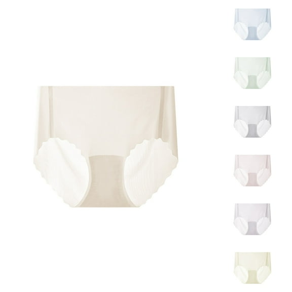 HAOTAGS Briefs for Women,Mid-rise High Waist Ventilated Cotton Briefs Beige Free Size