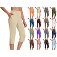 thumbnail image 1 of HAOTAGS Capri Pants for Women, High Waist Stretch Dressy Capris Pants with Pockets Summer Work Casual Pants Beige M, 1 of 10