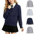 thumbnail image 1 of HAOTAGS Cardigan Sweaters for Girls Size 10,Long Sleeve Button Knit Sweater School Uniform Knit Jacket with Pocket Navy, 1 of 9