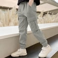 thumbnail image 1 of HAOTAGS Cargo Joggers Pants for Big Boys Elastic Waist Casual Jogging Trousers Bottom for Kids Gray Size 5 Years, 1 of 8