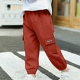 thumbnail image 1 of HAOTAGS Cargo Pants for Boys (2-14 Years ),Stretch Elastic Waist Breathable Multiple Pockets Childrens Jogger Pants Red 3-4Years, 1 of 9