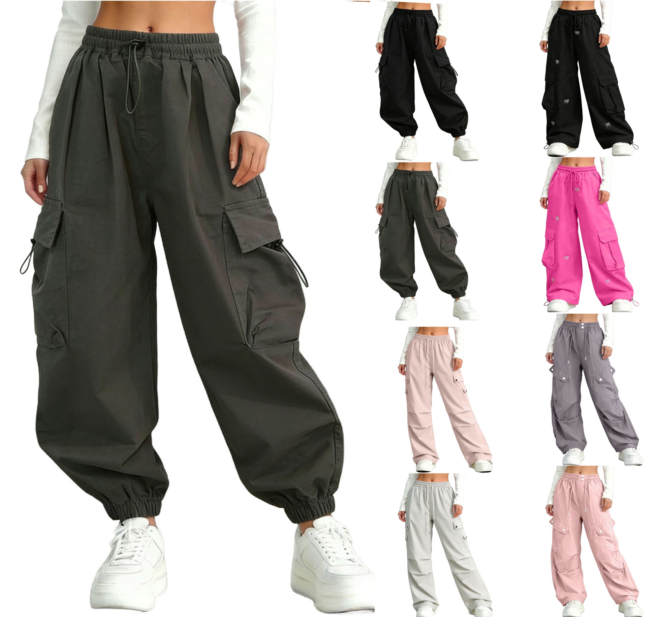 Teenage Drawstring HAOTAGS Cargo Pants for Teen Girls (5-15), Casual Drawstring Waist ...