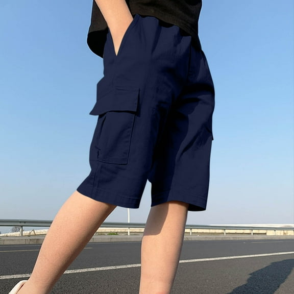 HAOTAGS Cargo Shorts for Teen Boy (4-15) Summer Shorts Elastic Wasit Summer Lightweight Outerwear Shorts Navy Size 13 Years