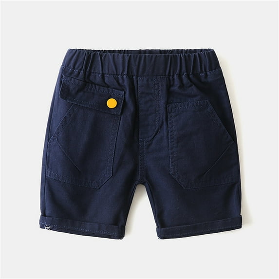 HAOTAGS Cargo Shorts for Toddler Boys, Summer Casual Outdoor Sport Shorts Elastic Waist Boys Shorts Navy 6 Years