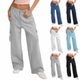 thumbnail image 1 of HAOTAGS Cargo Sweatpants Women, Wide Leg High Waisted Sweat Pants with Pockets Womens Lounge Casual Joggers Sky Blue XL, 1 of 6