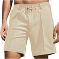 thumbnail image 1 of HAOTAGS Casual Shorts for Men Solid Color Twill Summer Breathable Shorts Beige Size 3XL, 1 of 8
