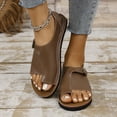 thumbnail image 1 of HAOTAGS Casual Summer Sandals for Women Flat Open Toe Vintage Comfortable Wide Width Sandals Brown Size 8.5, 1 of 9