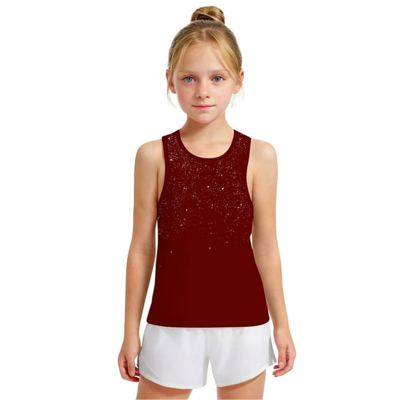 HAOTAGS Casual Summer Tank Tops for Toddler Kids(3-15Years) Solid Color Breathable Sleeveless Tank Tops Red 8 Years