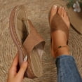 thumbnail image 1 of HAOTAGS Casual Summer Wedge Sandals for Women Clip Toe Comfortable Flip Flops with Arch Support Brown Size 7.5, 1 of 9