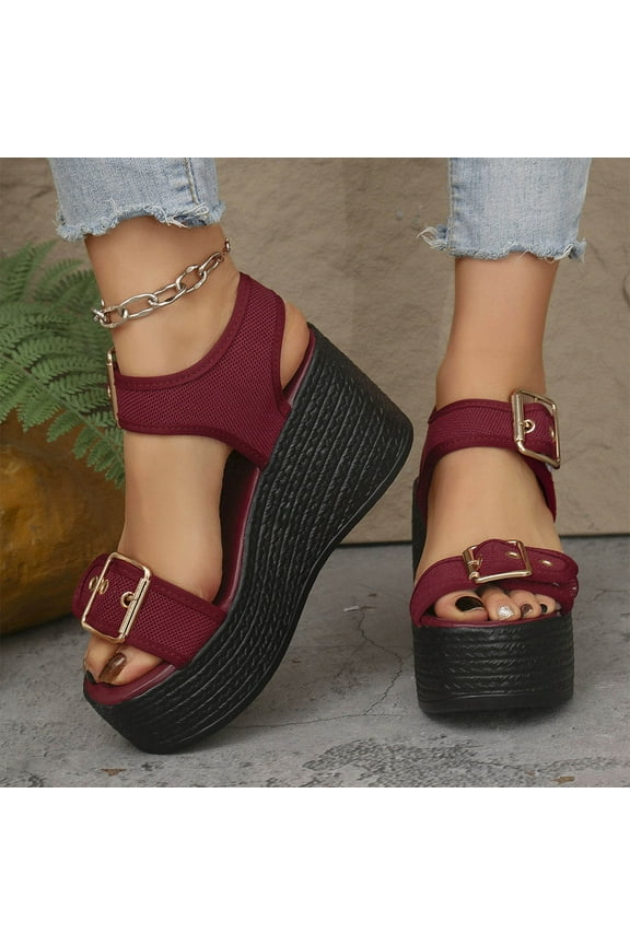 Casual Summer Wedge Sandals for Women Fish Mouth Walking Platform Shoes Red Size 9.5