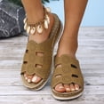 thumbnail image 1 of HAOTAGS Casual Summer Wedge Sandals for Women Flat Open Toe 2025 Beach Sandals for Vacation Brown Size 7, 1 of 8