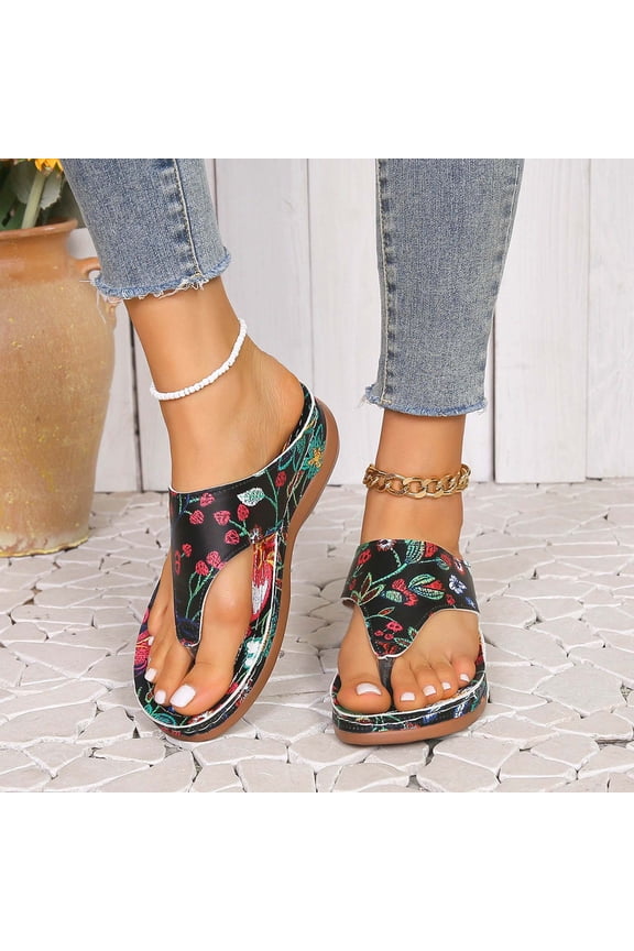 Casual Summer Wedge Sandals for Women Flower Spring Summer Fashion Shoes Black Size 12