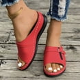 thumbnail image 1 of HAOTAGS Casual Summer Wedge Sandals for Women Open Toe Hollow Comfortable Slides Sandals Red Size 5.5, 1 of 9