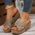 thumbnail image 1 of HAOTAGS Casual Summer Wedge Sandals for Women Walking Platform Sandals Khaki Size 5.5, 1 of 9