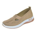 thumbnail image 1 of HAOTAGS Casual Walking Sneakers Shoes for Women, Orthopedic Breathable Mesh Flat Slip On Comfortable Lightweight Outdoor Dress Shoes Khaki 7.5, 1 of 6