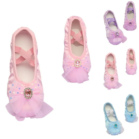 HAOTAGS Children Dance Shoes, with Elastic Band Training Breathable Ballet Shoes Pink 6.5 T