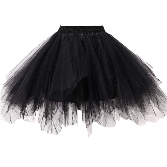HAOTAGS Children's Start - of - School Season Solid Color Mesh Skirt, lightweight Princess Performance Tulle Skirts Black 3-8Years