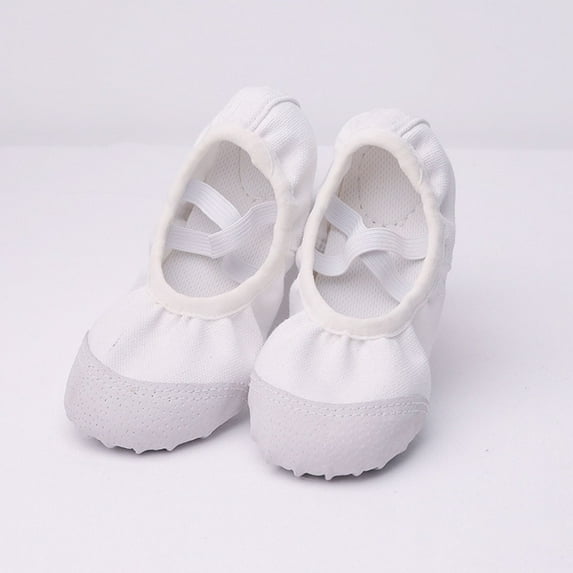 HAOTAGS Children's Toddler Girls Dance Shoes, Practice Solid Round&nbsp;Toe Soft Sole Shoes for Kids White 32