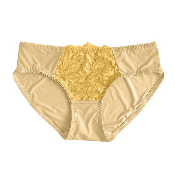 HAOTAGS Classic Women Seamless Briefs,Mid-Rise Solid Adjustable Waist Causal Panties Yellow L