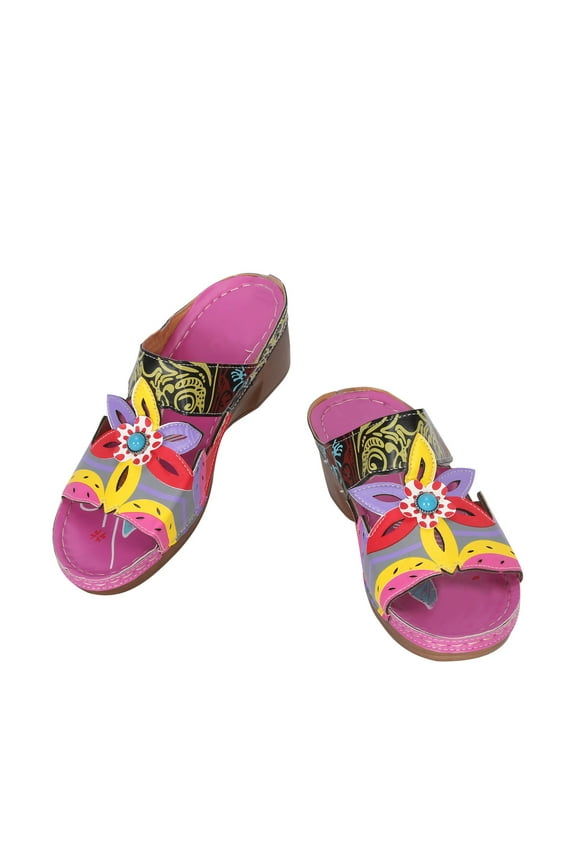 Comfy Wedge Sandals for Women Platform with Arch Support Breathable Open Toe Walking Shoes Purple Size 9.5