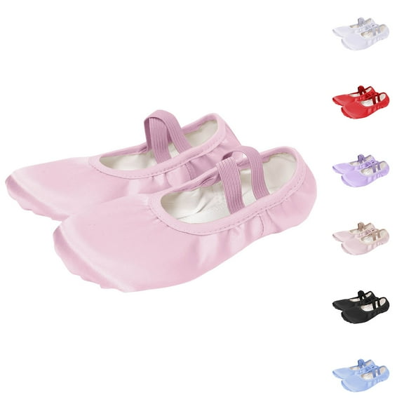 HAOTAGS Dance Shoes for Girls, Yoga Practice with Elastic Band Round Toe Little Kids Big Kids Shoes Pink 3 T