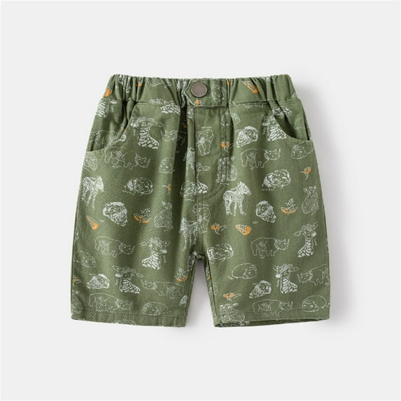 HAOTAGS Denim Shorts for Toddler Boys(2-8Years), Graphic Summer Shorts for Outdoor Green 2 Years