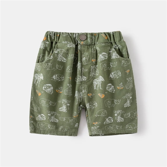 HAOTAGS Denim Shorts for Toddler Boys(2-8Years), Graphic Summer Shorts for Outdoor Green 4 Years