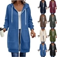 thumbnail image 1 of HAOTAGS Drawstring Zip Up Hoodies for Women Fall Cute Jacket Casual Long Sleeve Long Sweatshirts with Pocket Black Size S, 1 of 8