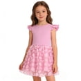thumbnail image 1 of HAOTAGS Dresses for Girls ,Round Neck Floral Knee-Length Tulle Skirt Sleeveless Dress Pink 4-5, 1 of 6
