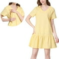 thumbnail image 1 of HAOTAGS Dresses for Maternity Spring Summer,V-Neck Loose Summer Lightweight Solid Color Causal Dresses Yellow S, 1 of 7