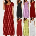 thumbnail image 1 of HAOTAGS Dresses for Women Polka Dot Round Neck Short Sleeves Long Dress with Pockets Red Size 2XL, 1 of 5