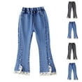 thumbnail image 1 of HAOTAGSGirls Jeans,Cute Flared Leg Demin Pants with Pockets Girls Clothes Blue 5 Years, 1 of 3