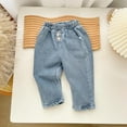 thumbnail image 1 of HAOTAGS Elastic Waist Jeans Kid Comforable Wide Leg Demin Pants Straight with Pockets Boys Streetwear Blue 0 Months, 1 of 2