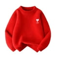 thumbnail image 1 of HAOTAGS Fall Sweaters for Girls,Comfortable Long Sleeved Heart Printed Crew Neck Sweater Red 12 Years, 1 of 7