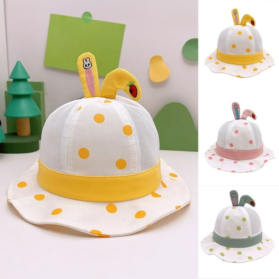 HAOTAGS Fisherman Hat for Child, Cute Printed Color-blocked Lightweight Beach Fishing Hat Yellow Free Size