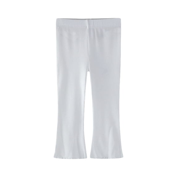 HAOTAGS Flare Leggings for Girls,Casual Lightweight Loose Toddler Solid Color Trousers White 6 Years