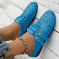 thumbnail image 1 of HAOTAGS Flat Sandals for Women Hollow Closed Toe Slip On Shoes Blue Size 5.5, 1 of 3