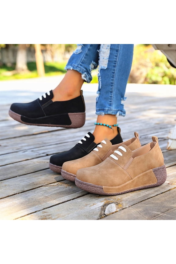 Flats for Women,Casual Flat Toe Work Pumps Slip On Flocked Black