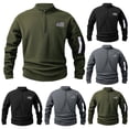 thumbnail image 1 of HAOTAGS Fleece Sweatshirts for Men, Fall Winter Long Sleeve Pullover Top Quarter Zip Fall Winter Outfit Army Green L, 1 of 9