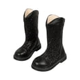thumbnail image 1 of HAOTAGS Girl Mid - Calf PU Martin Boots, Zippered Long Leather Boots Autumn - Winter Zipper Casual Boots Black 2 Big Kids, 1 of 8