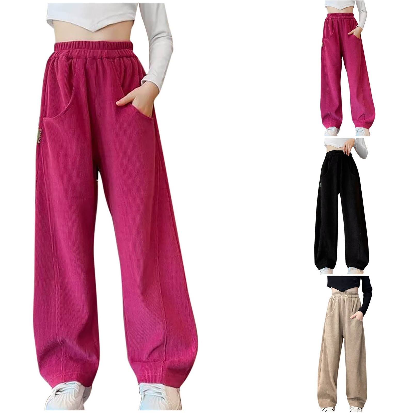 【WONDER WONDER】Hype Color Semi Straight Cotton Pants Wonder Nation Girls School Uniform Skinny Pants, Sizes 4-20