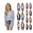 thumbnail image 1 of HAOTAGS Girl's Open Front Cardigan(5-14) Solid Color Long Sleeve Top with Pocket Purple Size 7 Years, 1 of 9