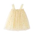 thumbnail image 1 of HAOTAGS Girl's Party Dress,Sleeveless Spaghetti Strap Tulle Overlay Slip&nbsp;Dress Yellow 1-2T, 1 of 6